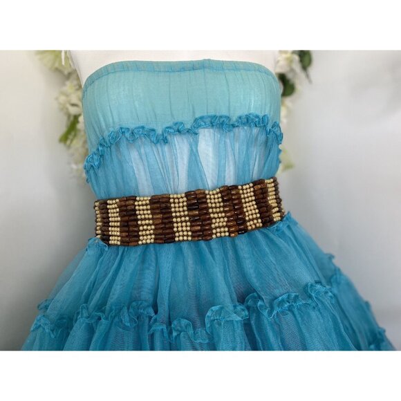 Baba L.A. Clothing Handmade‎ India Wood Faux Pearl Beaded Belt Tie Belt Vtg 32\